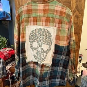 Upcycled Flannel Skull Patch